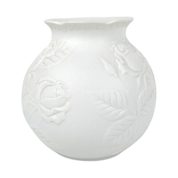 Vintage Kaiser Bisque Vase: Embossed Roses, 1980s Porcelain Decor - Picture 3 of 7